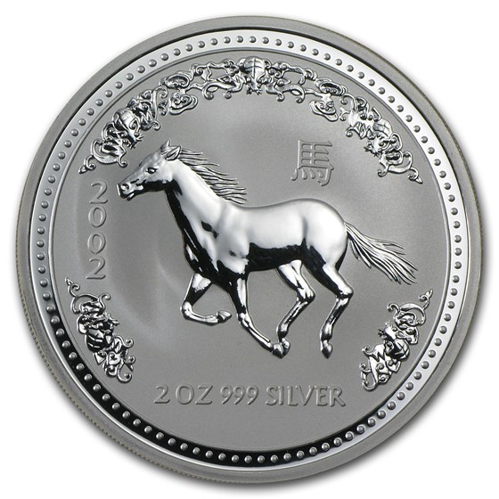 2002 Australia 2 oz Silver Year of the Horse BU 2002 Australia 2 oz Silver Year of the Horse BU